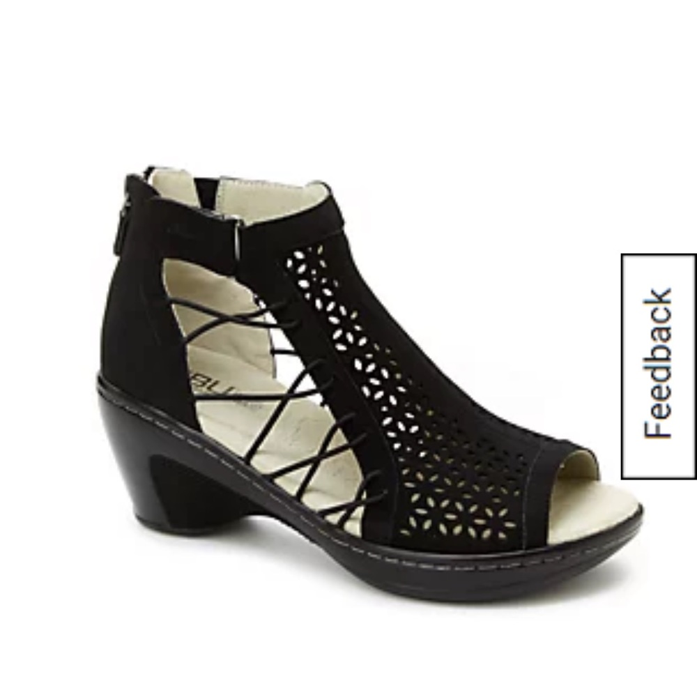 BNIB- Size 8.5 JBU by Jambu Womens Nelly Encore Black Vegan Leather Heel Sandals